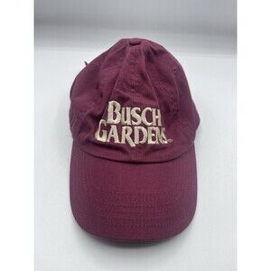 BUSCH GARDENS Adjustable Baseball Cap, Maroon, Embroidered, 100% Cotton OSFA